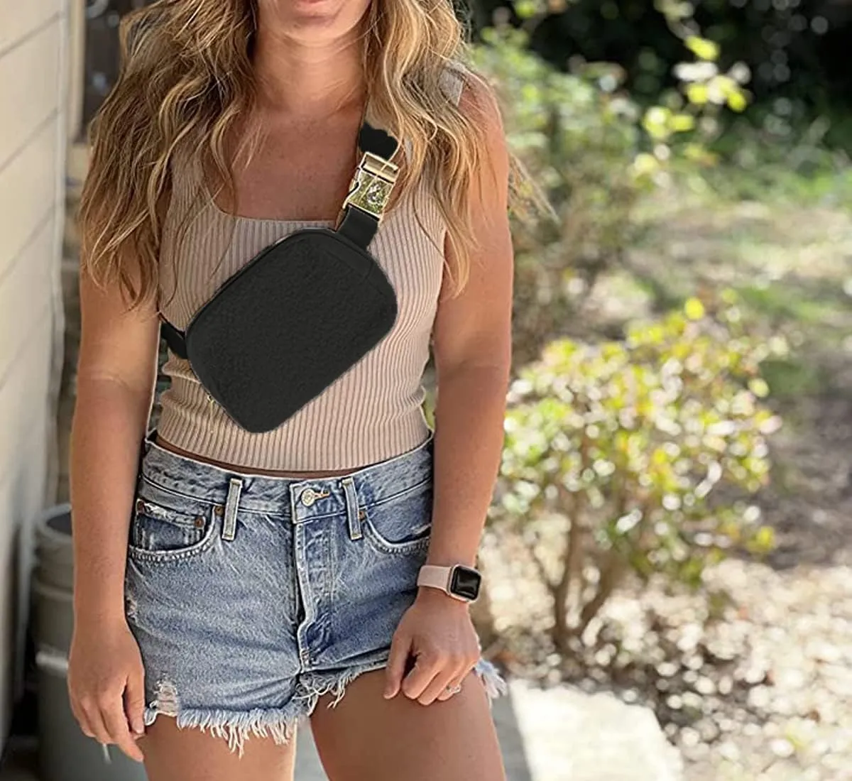 Athletica Everywhere Fleece Belt Bag,Crossbody Bag Fanny Pack for Women,Cute Mini Everywhere Bum Hip Waist Pack,Gold Buckle Dupes