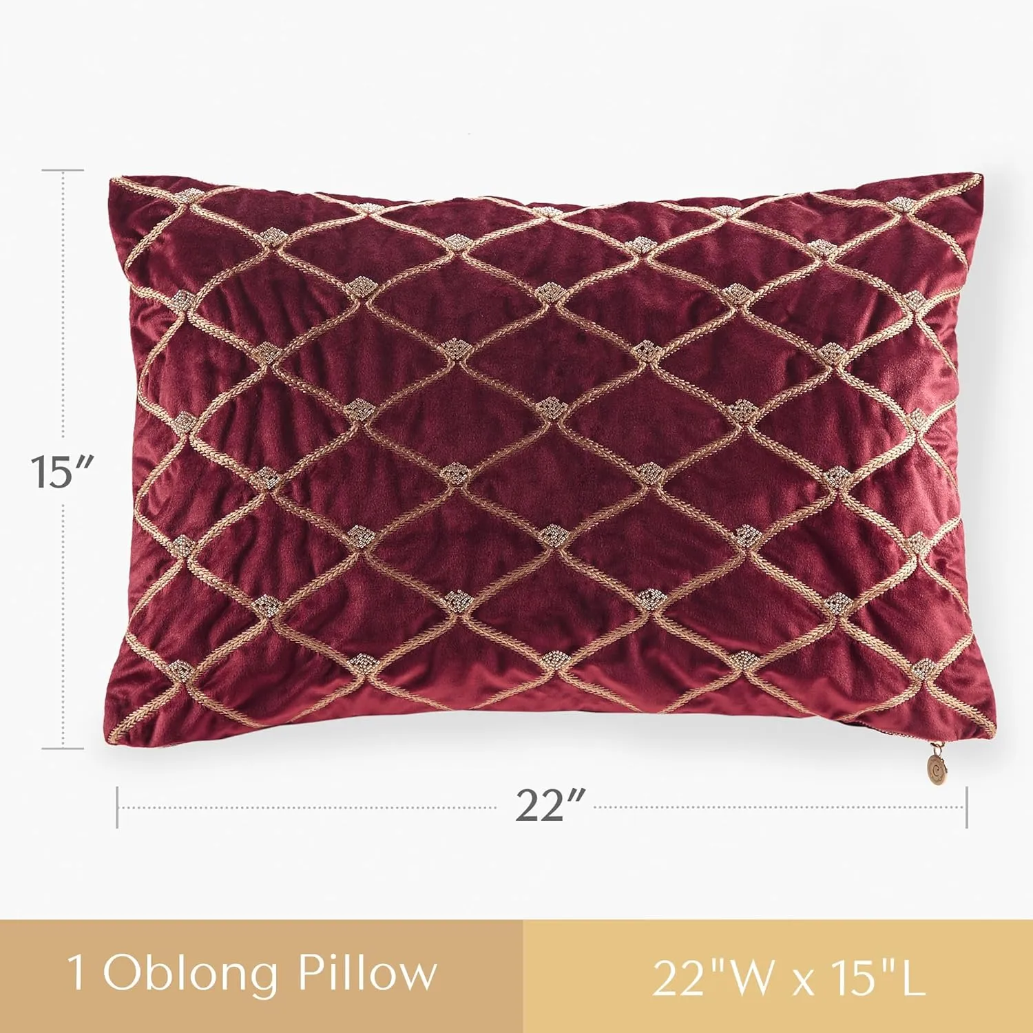Aumont Normal Pillow, 22x15, Burgundy Oblong