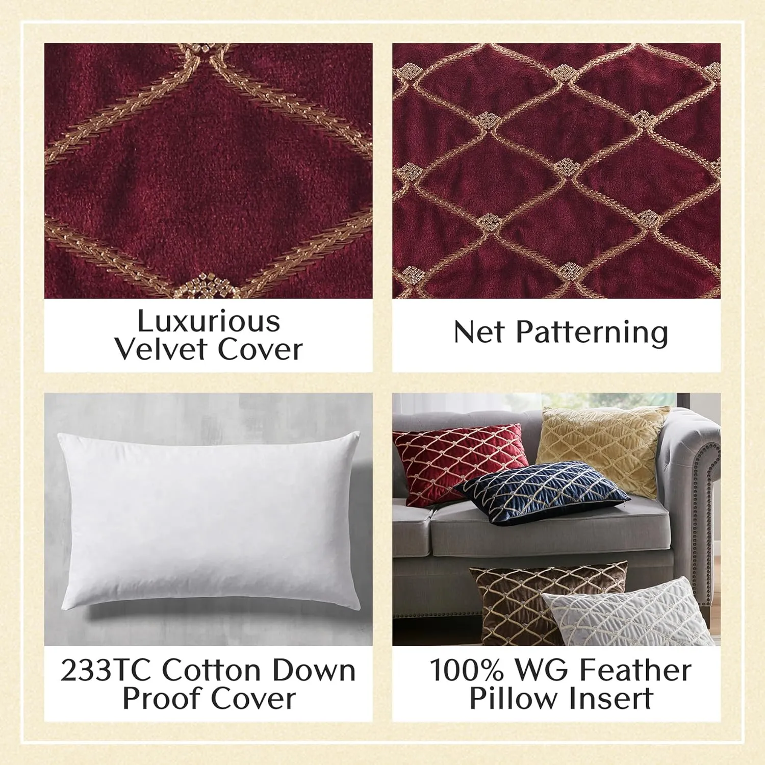 Aumont Normal Pillow, 22x15, Burgundy Oblong