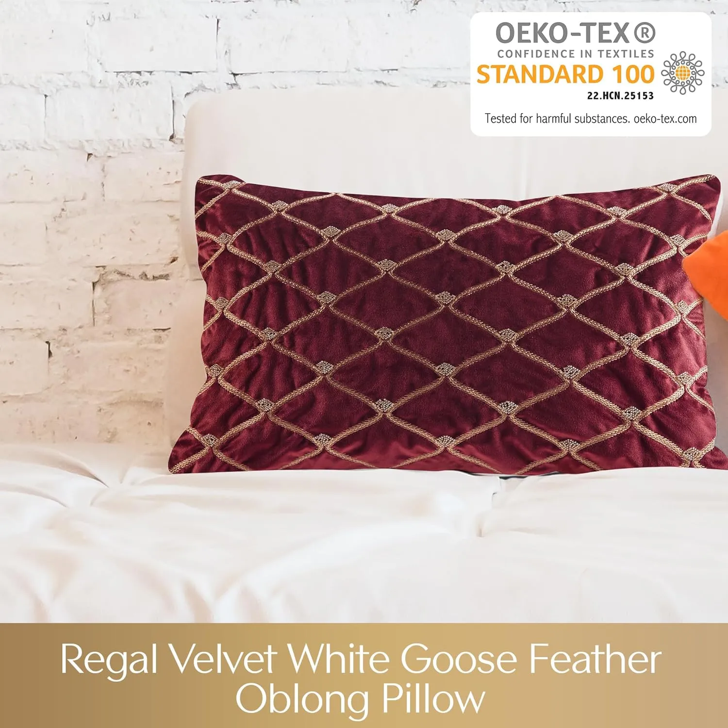 Aumont Normal Pillow, 22x15, Burgundy Oblong