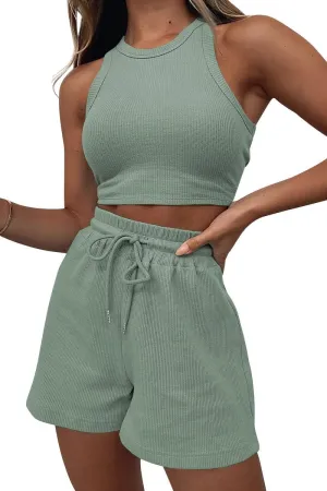AUTOMET Womens 2 Piece Shorts Lounge Sets Two Piece Summer Workout Outfits Beach Vacation Trendy 2025 Clothes