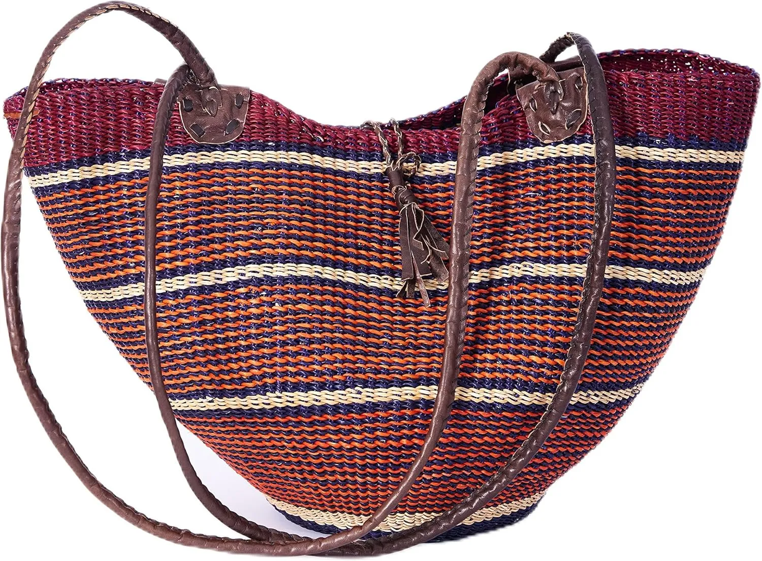 Ayeya Handwoven African Grass Shoulder Tote Bag (Exact Colors & Pattern May Vary)