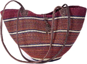 Ayeya Handwoven African Grass Shoulder Tote Bag (Exact Colors & Pattern May Vary)