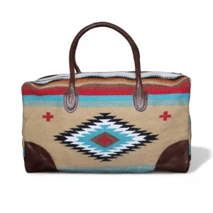 Aztec Large Weekender Southwestern Duffel Bag Saddle Blanket Bag 100% Leather Handles (Cayman) (Cayman)