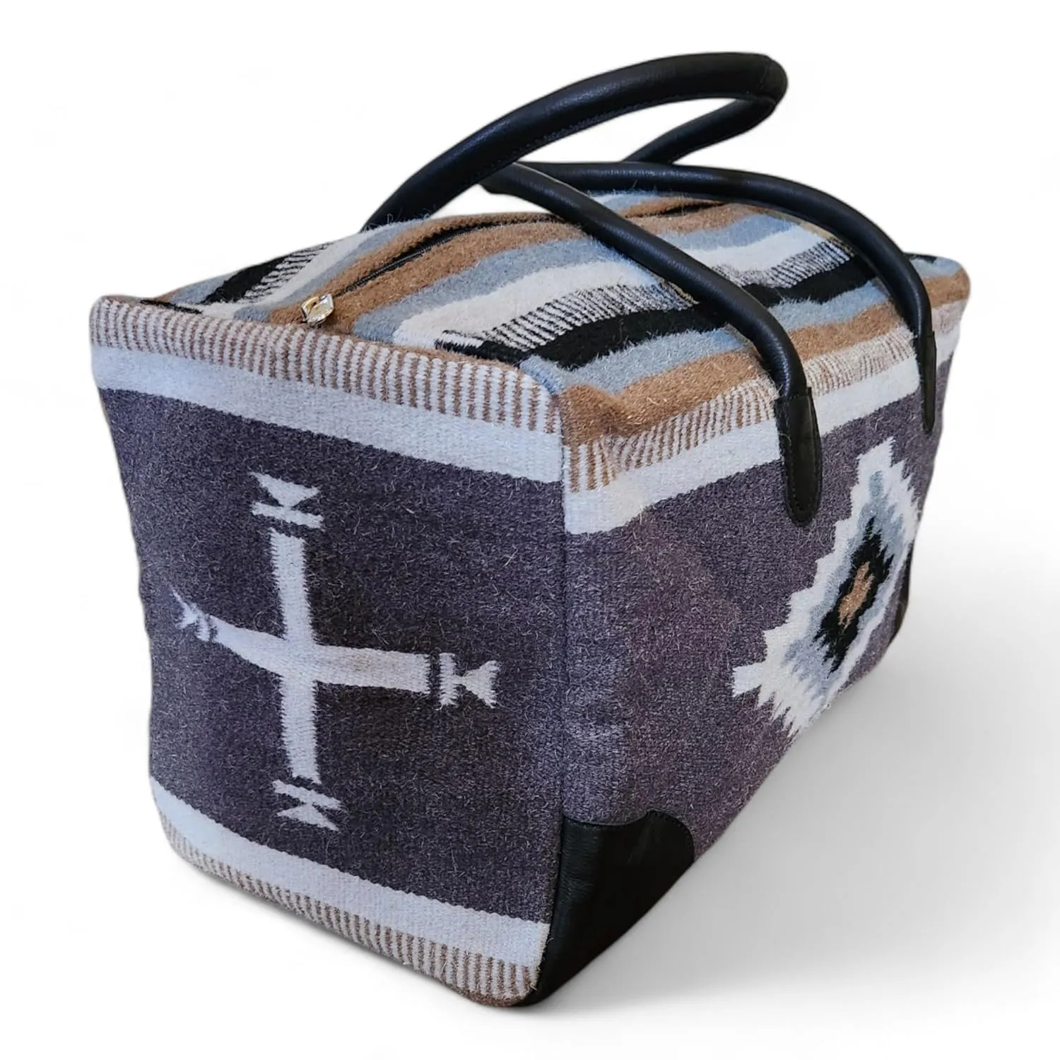 Aztec Large Weekender Southwestern Duffel Bag Saddle Blanket Bag 100% Leather Handles (Verlie)