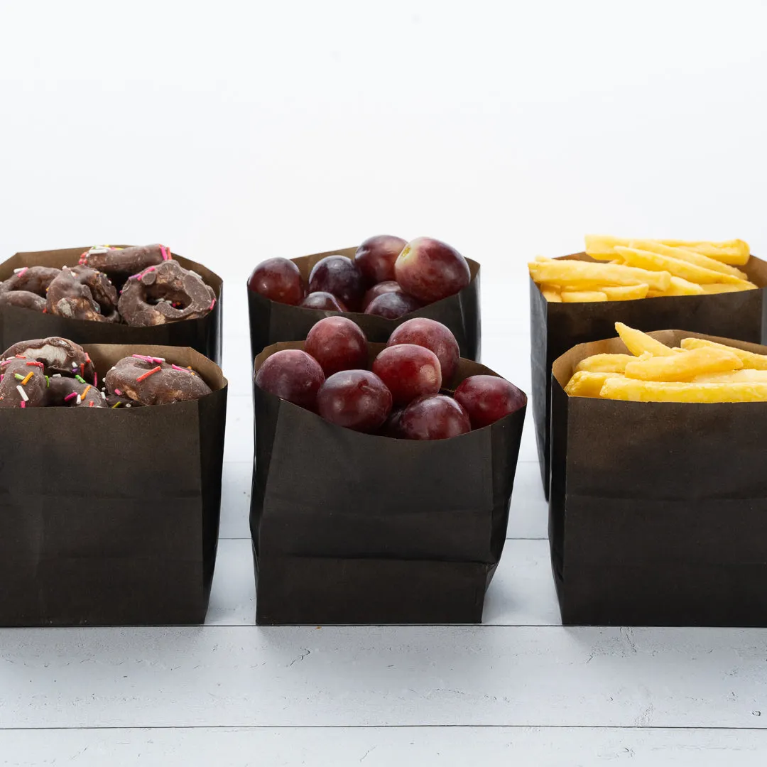 Bag Tek Black Paper Small Snack Bag - 4" x 2 1/4" x 3 3/4" - 100 count box
