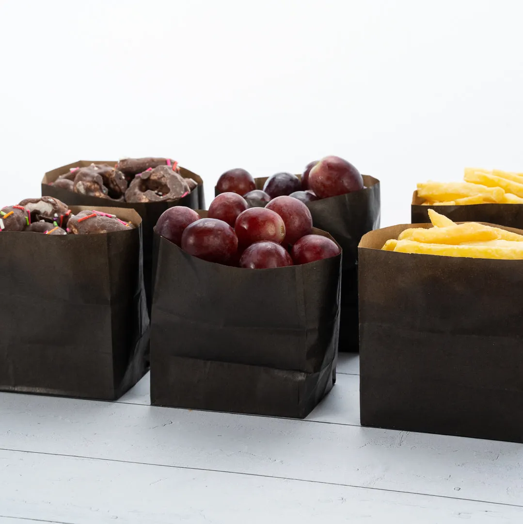 Bag Tek Black Paper Small Snack Bag - 4" x 2 1/4" x 3 3/4" - 100 count box