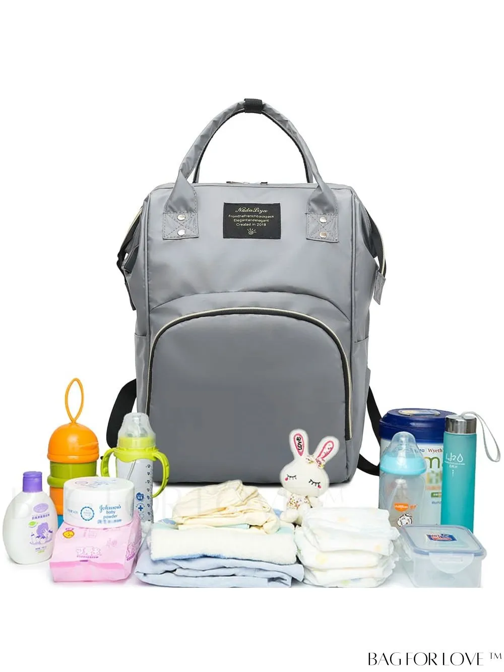 BagForLove - Premium Waterproof Diaper Bag Backpack - Large Capacity with 3 Insulated Pockets, Gray