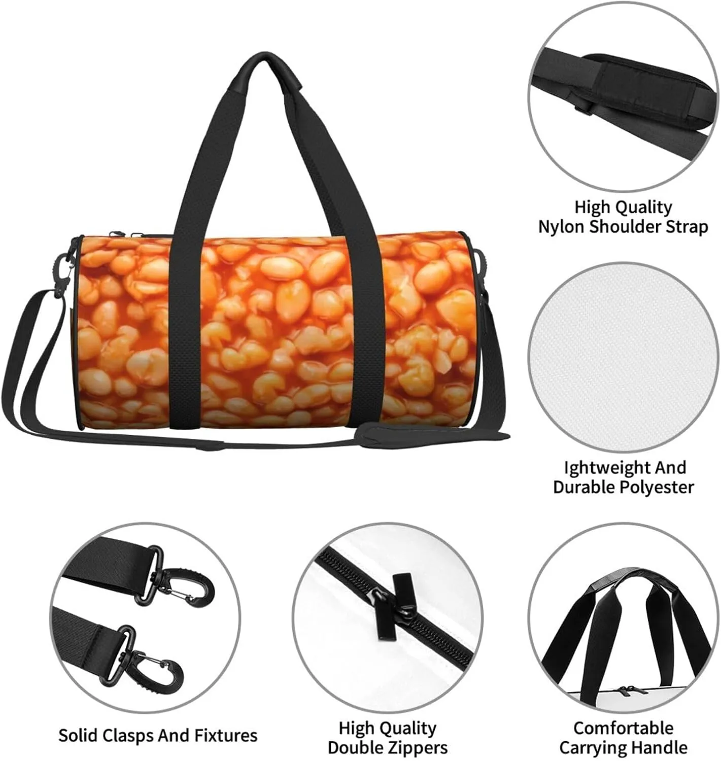 Baked Beans Sports Gym Duffel Bag For Men Women Weekender Travel Workout Training Handbag