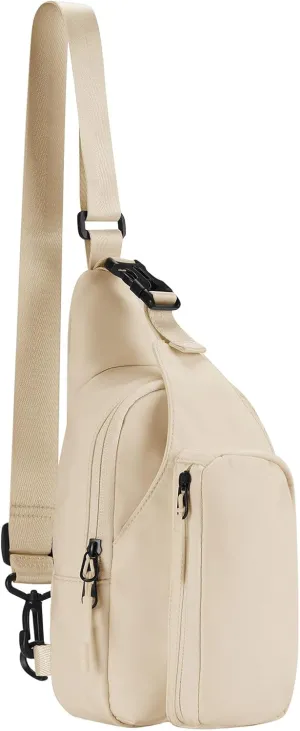 baleaf Small Sling Bag Women Crossbody Backpack Adjustable Strap Shoulder Chest Daypack Casual Traveling Hiking Daily White