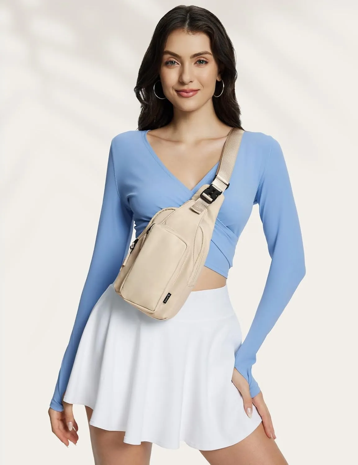 baleaf Small Sling Bag Women Crossbody Backpack Adjustable Strap Shoulder Chest Daypack Casual Traveling Hiking Daily White