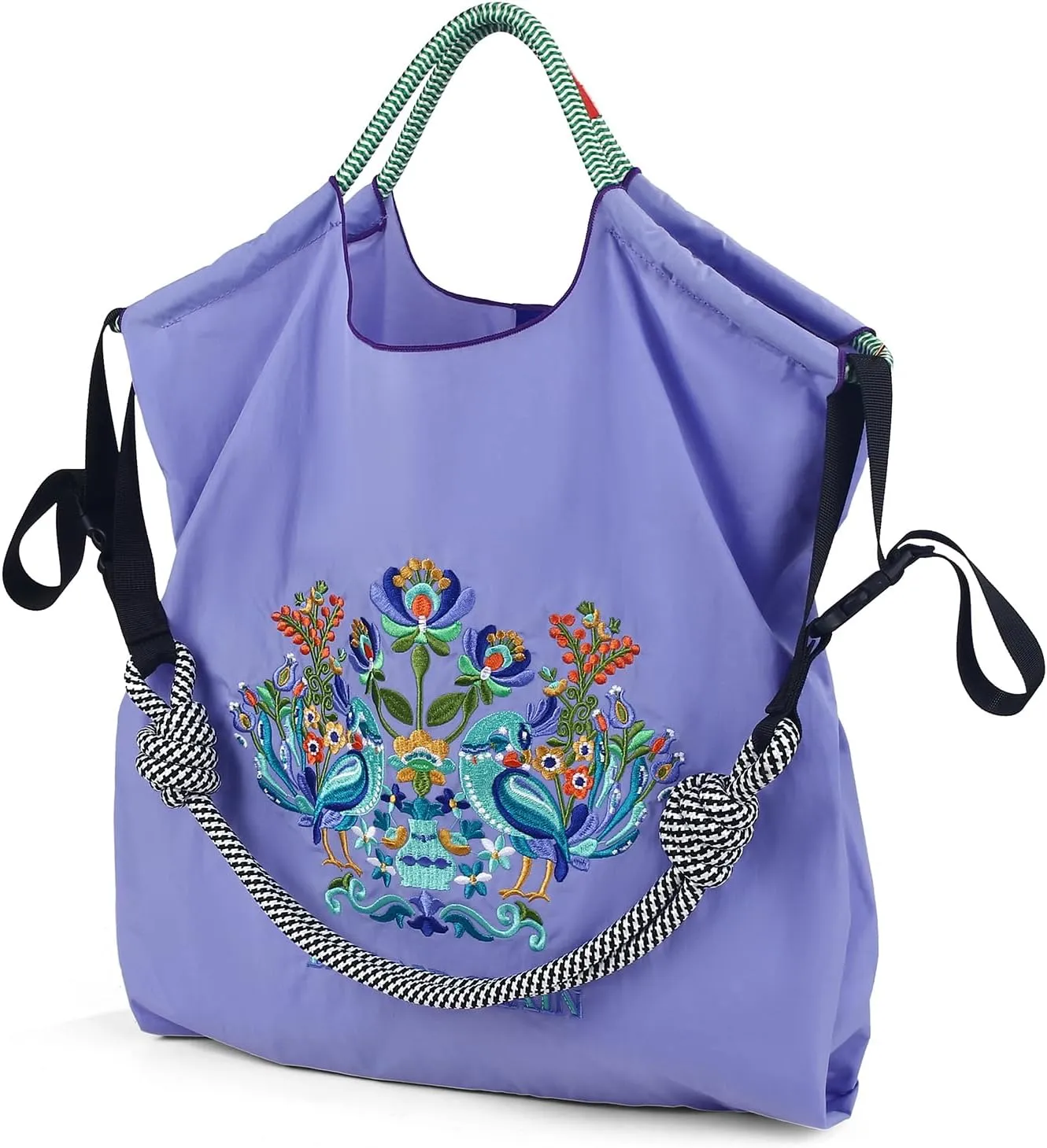 Ball&Chain Shoulder Tote Bag for Women, Nylon Top-Handle, Foldable Weekend Handbag with Pockets