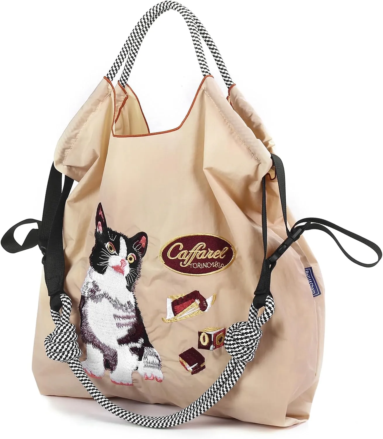 Ball&Chain Tote Bags for Women Nylon Embroidery Tote Purse Crossbody Bags with Pockets Shoulder Handbags for Work