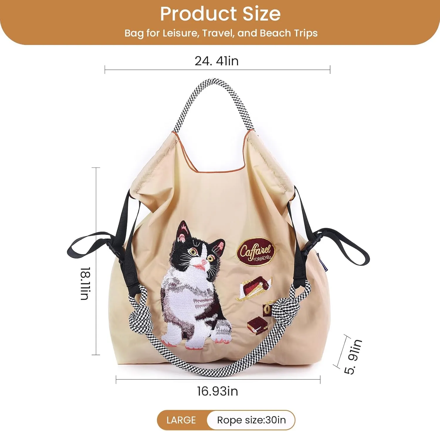 Ball&Chain Tote Bags for Women Nylon Embroidery Tote Purse Crossbody Bags with Pockets Shoulder Handbags for Work