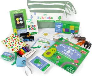 BapronBaby Feeding Littles Busy Bag (Sage) - Toddler Travel Activity Kit, Restaurant Activity Kit for Independent and Family-Wide Play, Age 3 