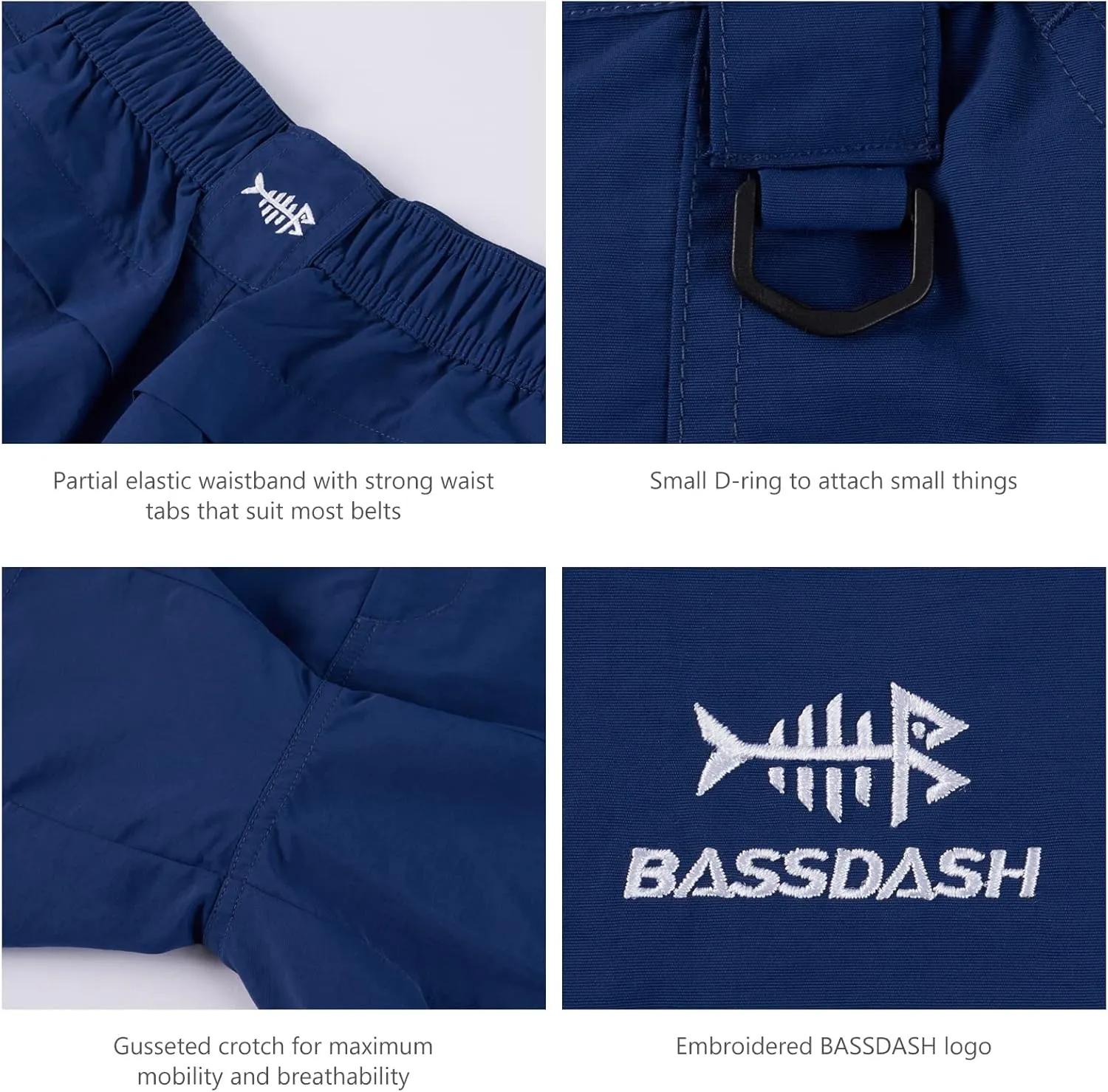 BASSDASH Youth 5" Fishing Shorts UPF 50  Water Resistant Quick Dry Boys Girls Hiking Cargo Shorts with Pockets FP03Y