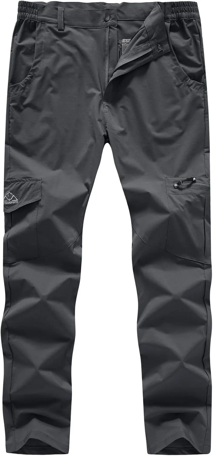 BASUDAM Men's Cargo Hiking Pants Quick Dry Lightweight Stretch Water Resistant Summer Outdoor Work Travel with Pockets