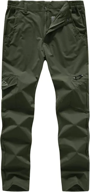 BASUDAM Men's Cargo Hiking Pants Quick Dry Lightweight Stretch Water Resistant Summer Outdoor Work Travel with Pockets