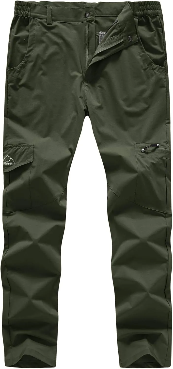 BASUDAM Men's Cargo Hiking Pants Quick Dry Lightweight Stretch Water Resistant Summer Outdoor Work Travel with Pockets