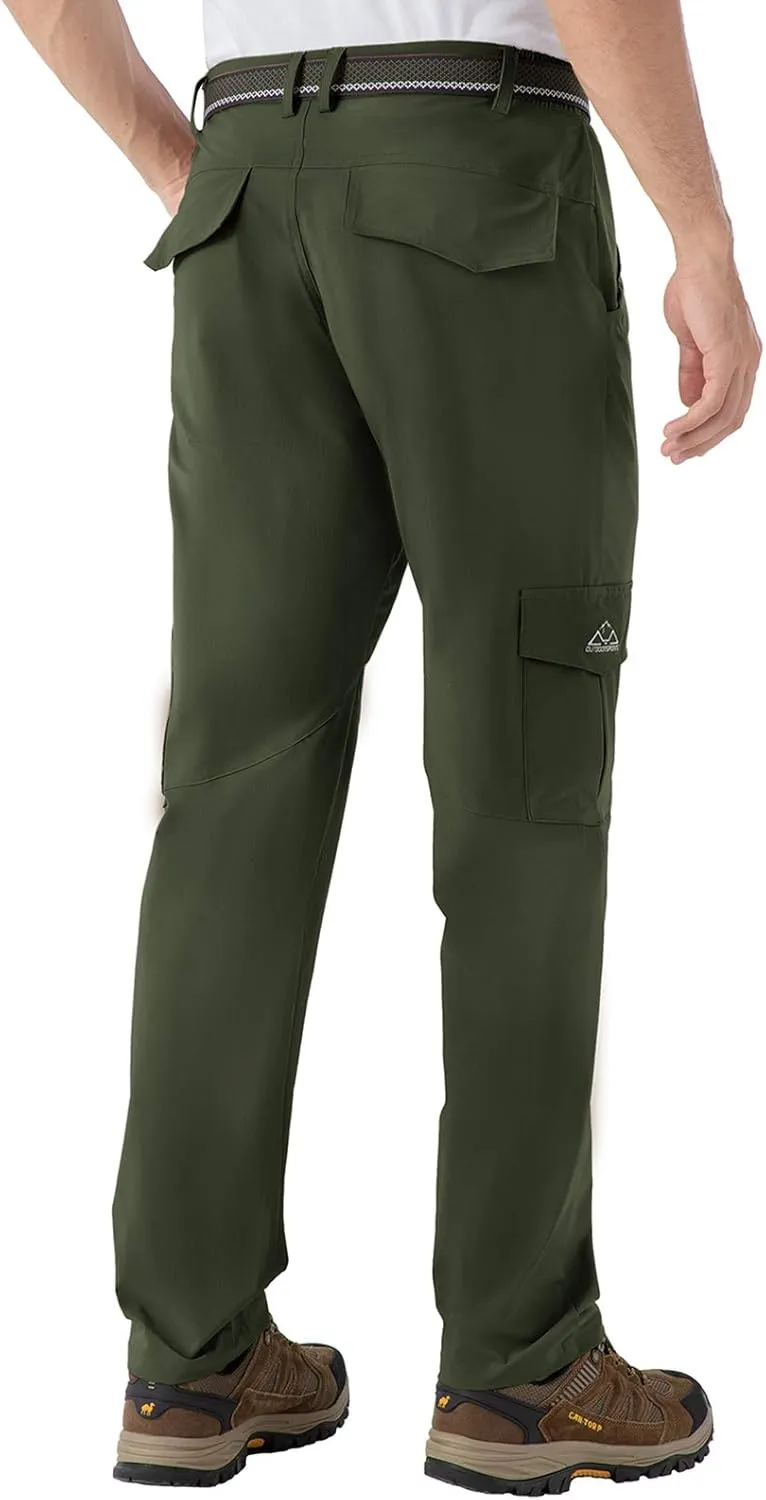 BASUDAM Men's Cargo Hiking Pants Quick Dry Lightweight Stretch Water Resistant Summer Outdoor Work Travel with Pockets