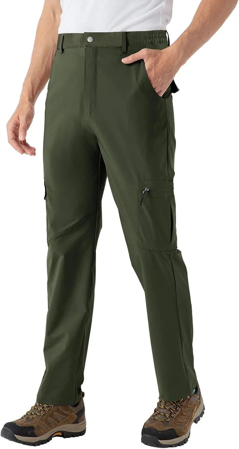BASUDAM Men's Cargo Hiking Pants Quick Dry Lightweight Stretch Water Resistant Summer Outdoor Work Travel with Pockets