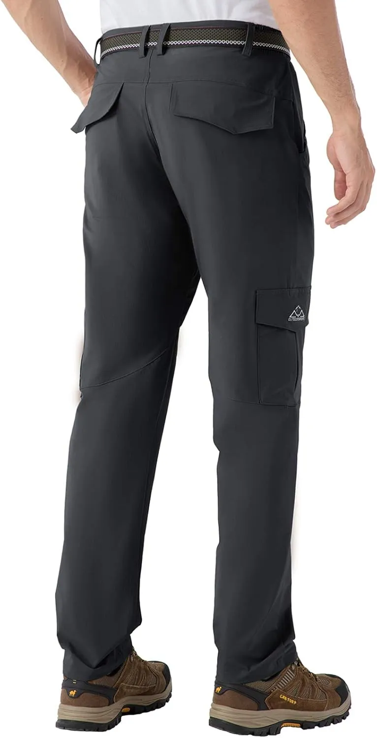 BASUDAM Men's Cargo Hiking Pants Quick Dry Lightweight Stretch Water Resistant Summer Outdoor Work Travel with Pockets