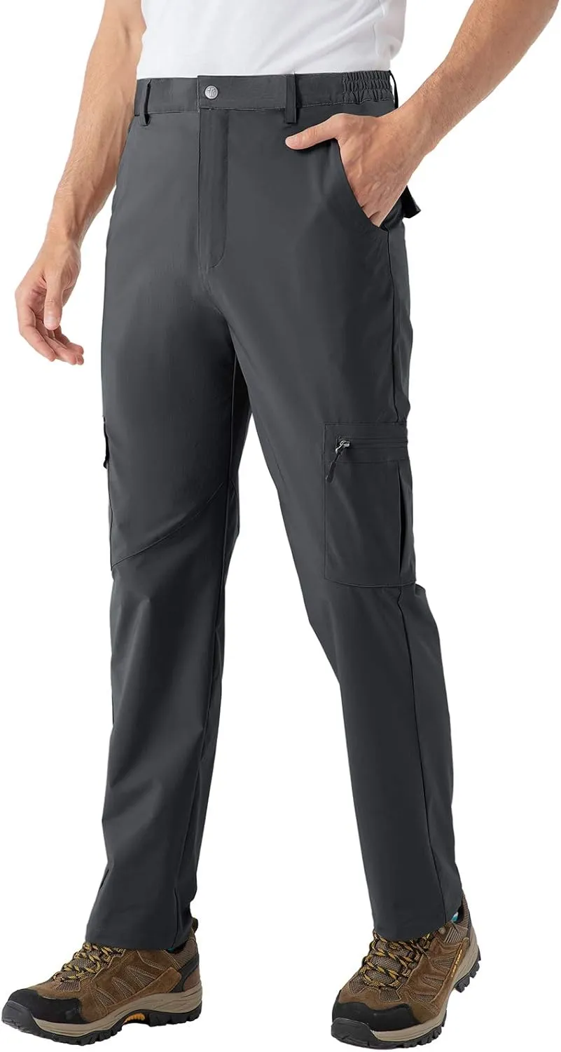 BASUDAM Men's Cargo Hiking Pants Quick Dry Lightweight Stretch Water Resistant Summer Outdoor Work Travel with Pockets