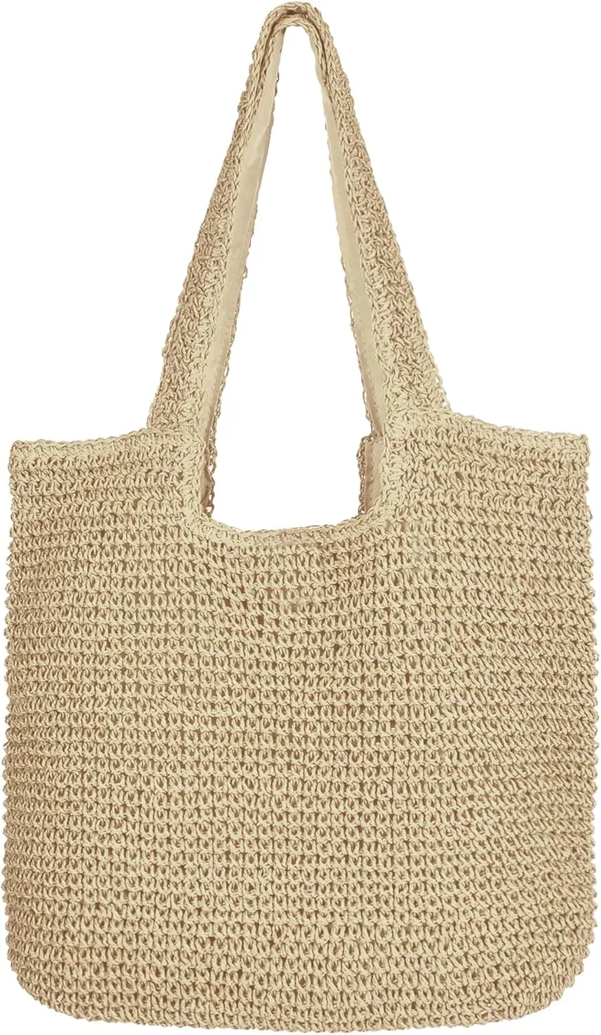 Beach Shoulder Bags for Women,Handwoven Rattan Straw Beach Bag Summer Sea Casual Shoulder tote Basket Bag For Women