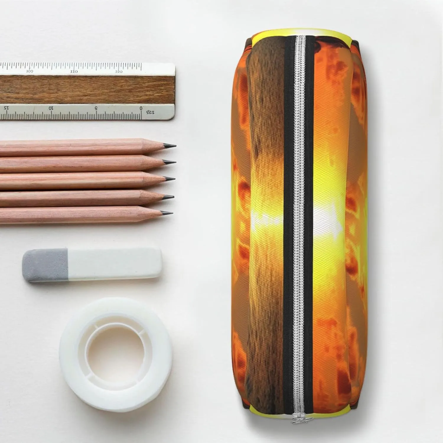 Beach Sunrise Makeup Bag Travel Toiletry Bag Big Pencil Bags for Women Men Leather Zipper Coin Pouch Purse
