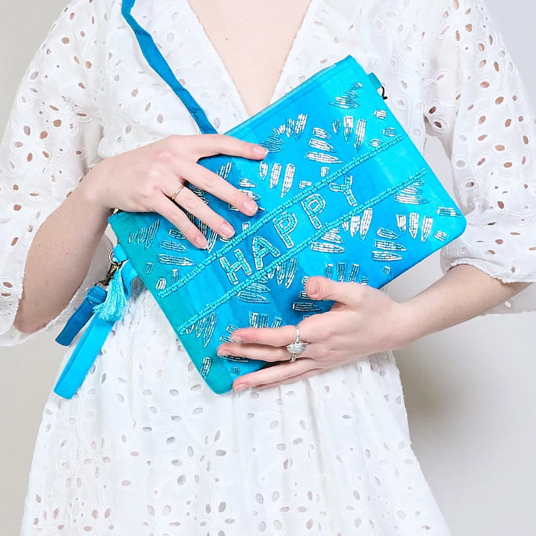 Beaded happy clutch wholesale