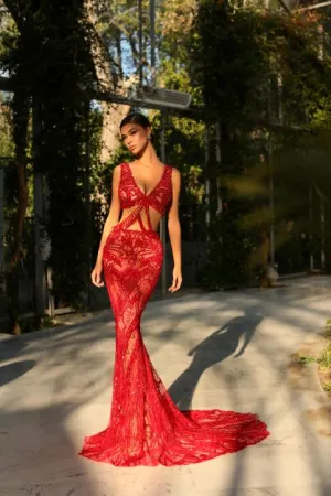 BEADED LACE CUT OUT WITH TASSELS
