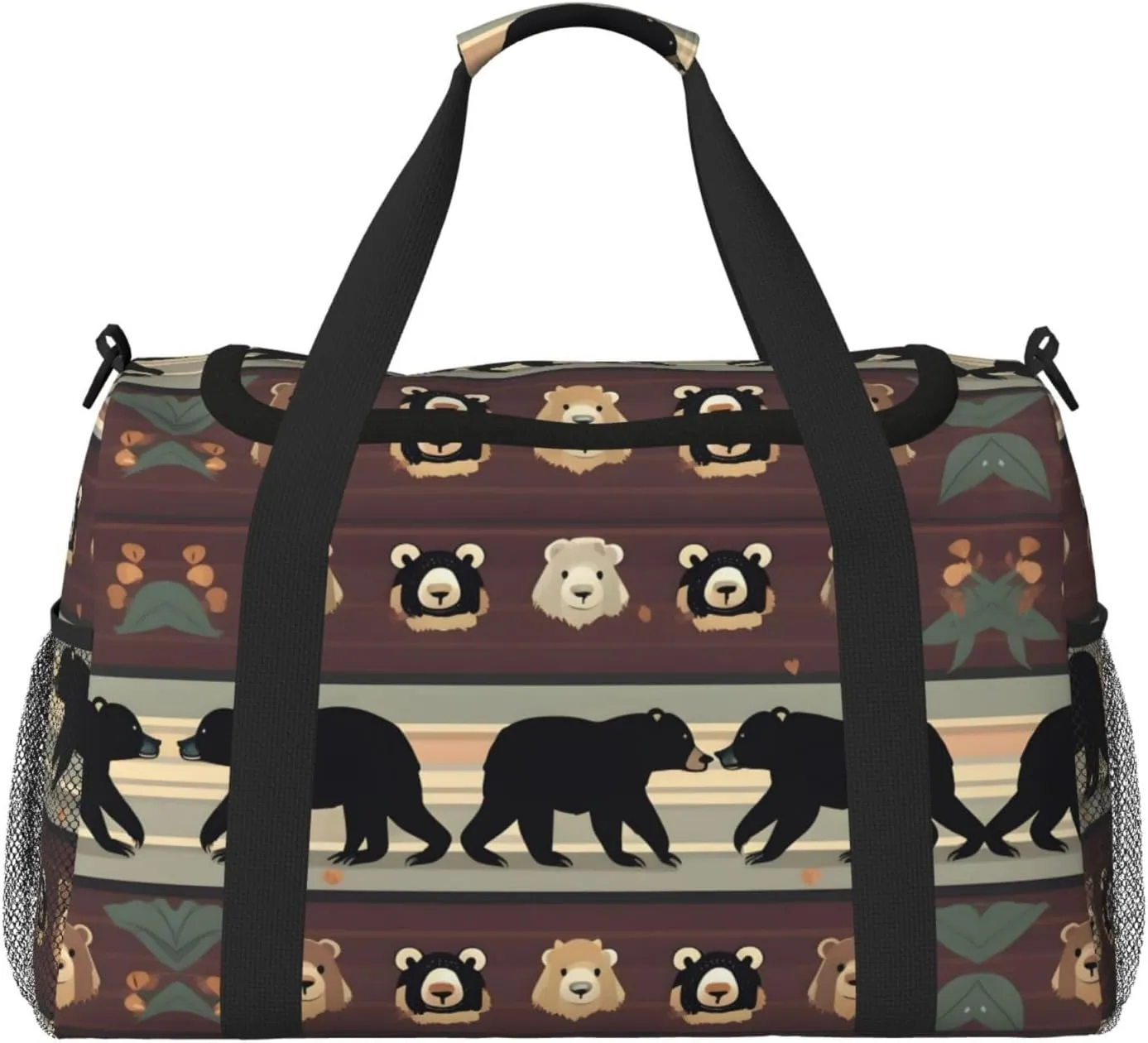 Bear print Weekender Overnight Carry On Bag Gym Luggage Bag Duffel Bag for Travel Women
