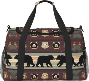 Bear print Weekender Overnight Carry On Bag Gym Luggage Bag Duffel Bag for Travel Women