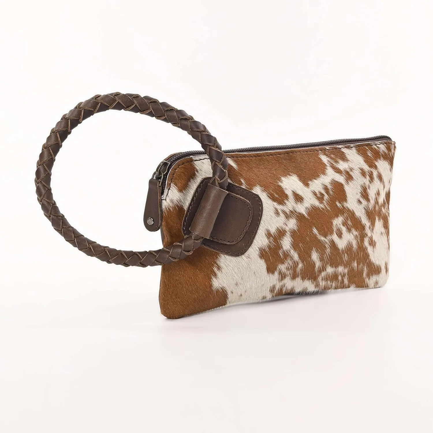Beauty Clutch - Elegant Handcrafted Cowhide Hairon and Leather Clutch with Comfortable Handles