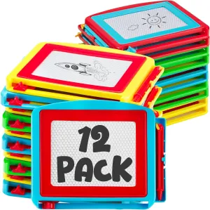 Bedwina Magnetic Drawing Board for Kids - (Pack of 12) Erasable Doodle Sketch Tablet and Travel Drawing Pad for Kids Boys and Girls, Birthday Party Favors and Party Stocking Stuffers for Kids