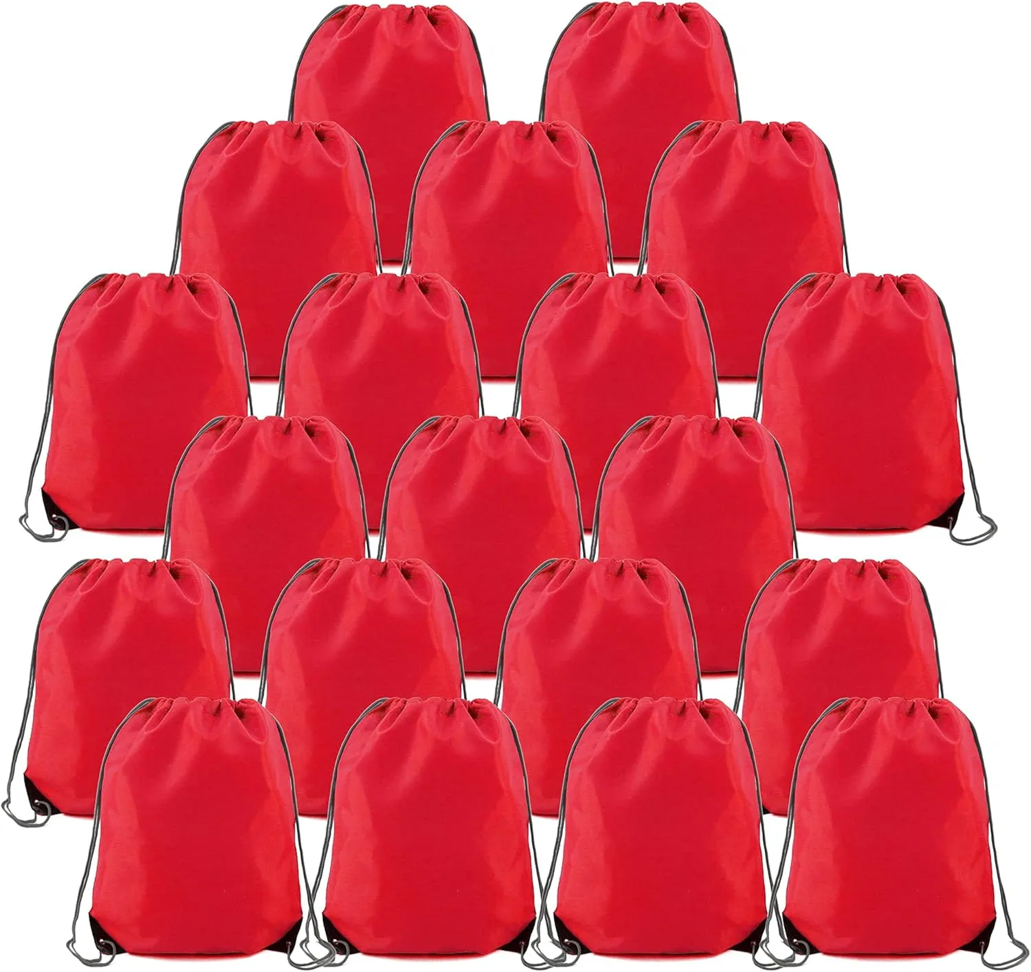 BeeGreen 20 Pieces Red Drawstring Bags Bulk for Birthday Christmas Gym Sports Polyester Custom Multipurpose Cinch Sacks for Heat Vinyl and Tie Dye Pull String Sackpack