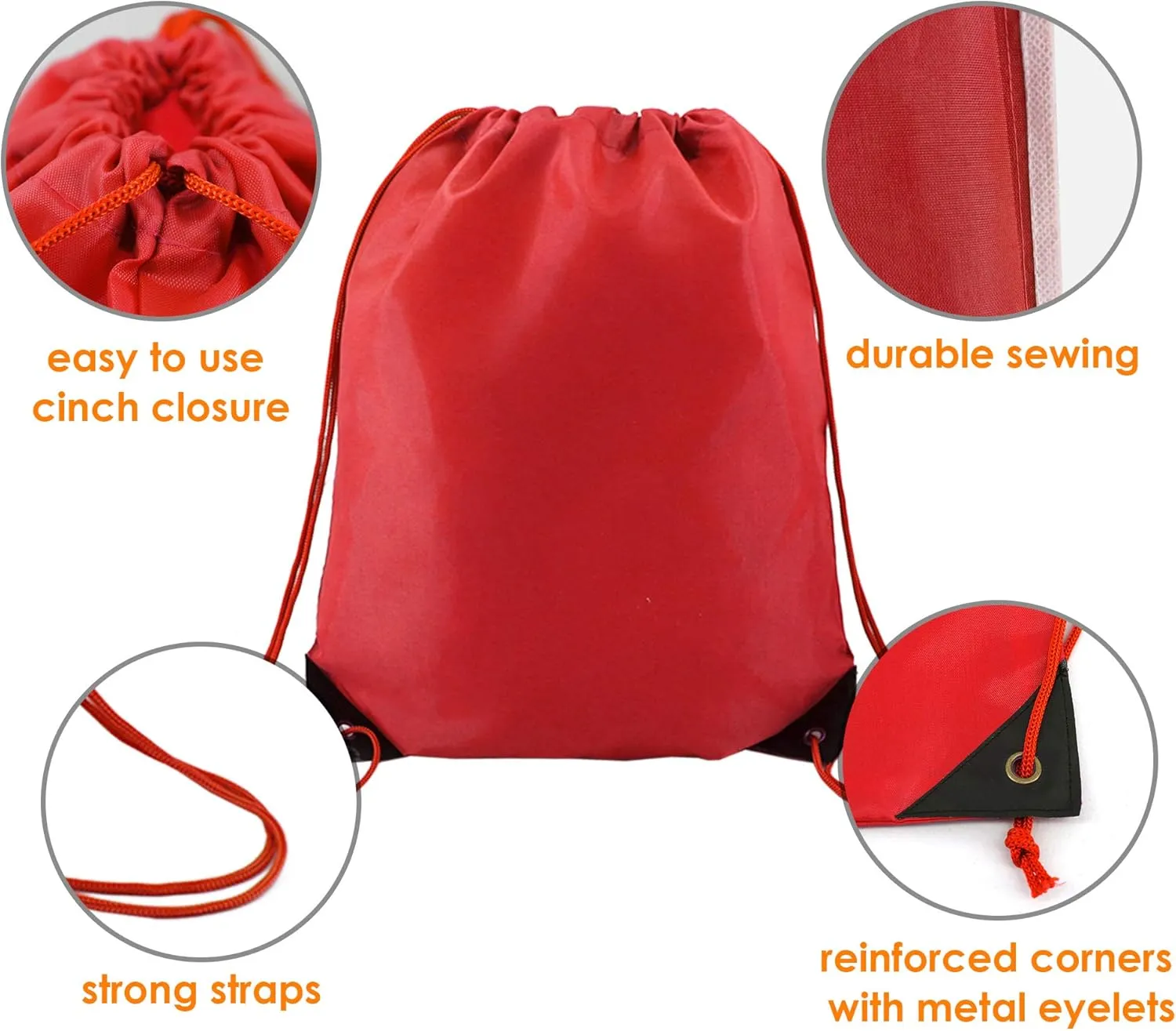 BeeGreen 20 Pieces Red Drawstring Bags Bulk for Birthday Christmas Gym Sports Polyester Custom Multipurpose Cinch Sacks for Heat Vinyl and Tie Dye Pull String Sackpack