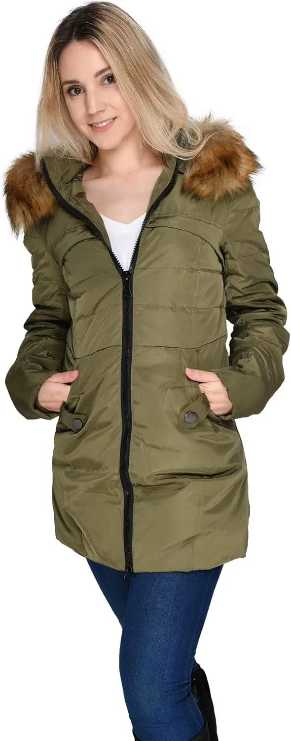 Beinia Valuker Women's Hooded Thickened Long Down Jacket Winter Down Parka Puffer Jacket