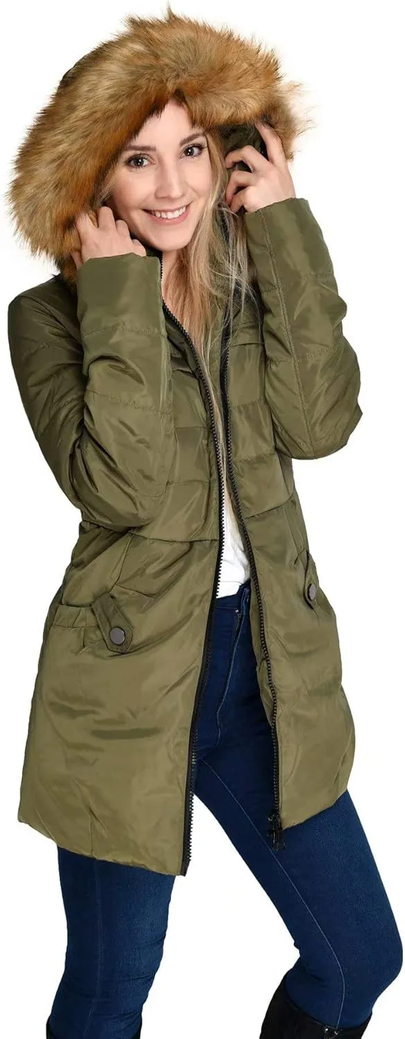 Beinia Valuker Women's Hooded Thickened Long Down Jacket Winter Down Parka Puffer Jacket