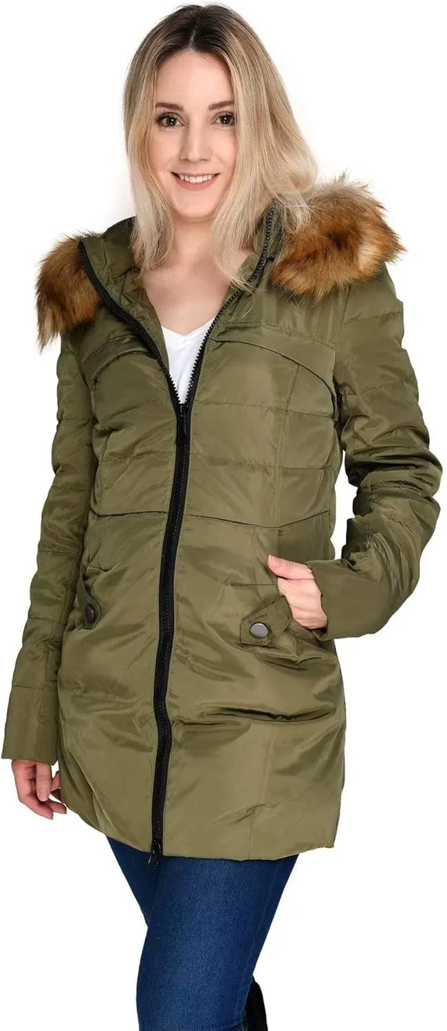 Beinia Valuker Women's Hooded Thickened Long Down Jacket Winter Down Parka Puffer Jacket