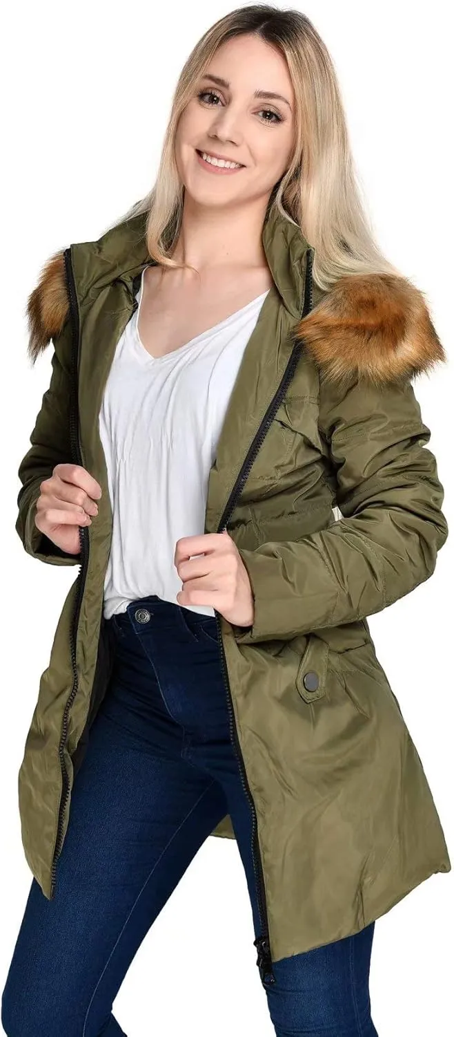 Beinia Valuker Women's Hooded Thickened Long Down Jacket Winter Down Parka Puffer Jacket