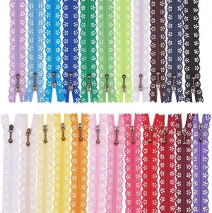 BENECREAT 46PCS 16 Inch(40cm) DIY Nylon Coil Flower Zipper Lace Zippers for DIY Sewing Tailor Craft Bed Bag, 23 Color