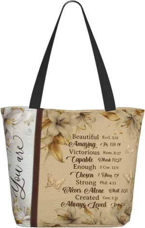 Bible Tote Bags For Women Christian Tote Bag Religious Grocery Bag With Zipper For Mothers Day Church Gifts