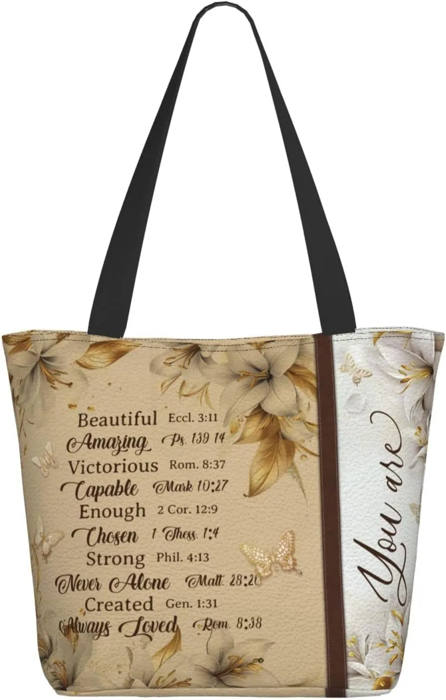 Bible Tote Bags For Women Christian Tote Bag Religious Grocery Bag With Zipper For Mothers Day Church Gifts