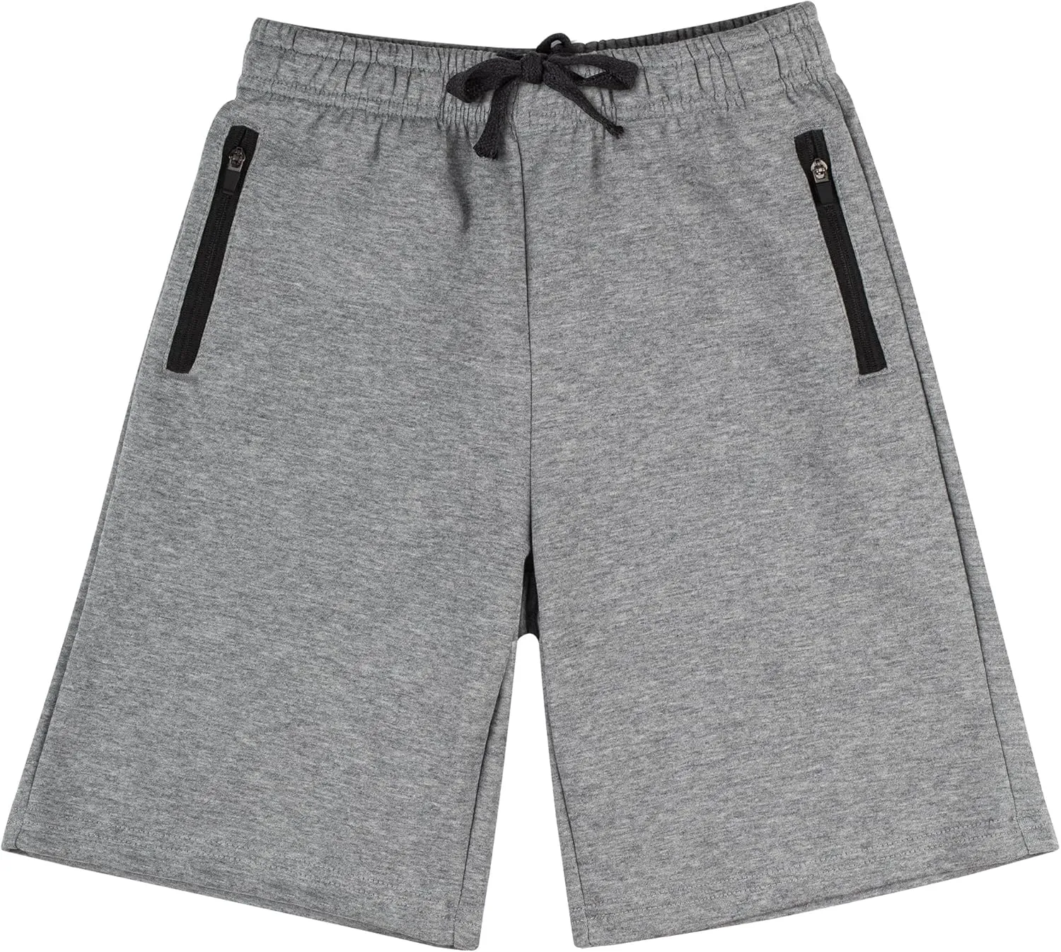 BIG ELEPHANT Kids Casual Shorts with Zipper Pockets and Drawsting, Youth Boys Athletic Shorts for Running Playing