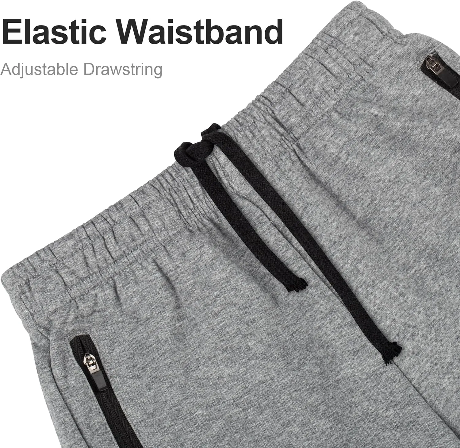 BIG ELEPHANT Kids Casual Shorts with Zipper Pockets and Drawsting, Youth Boys Athletic Shorts for Running Playing