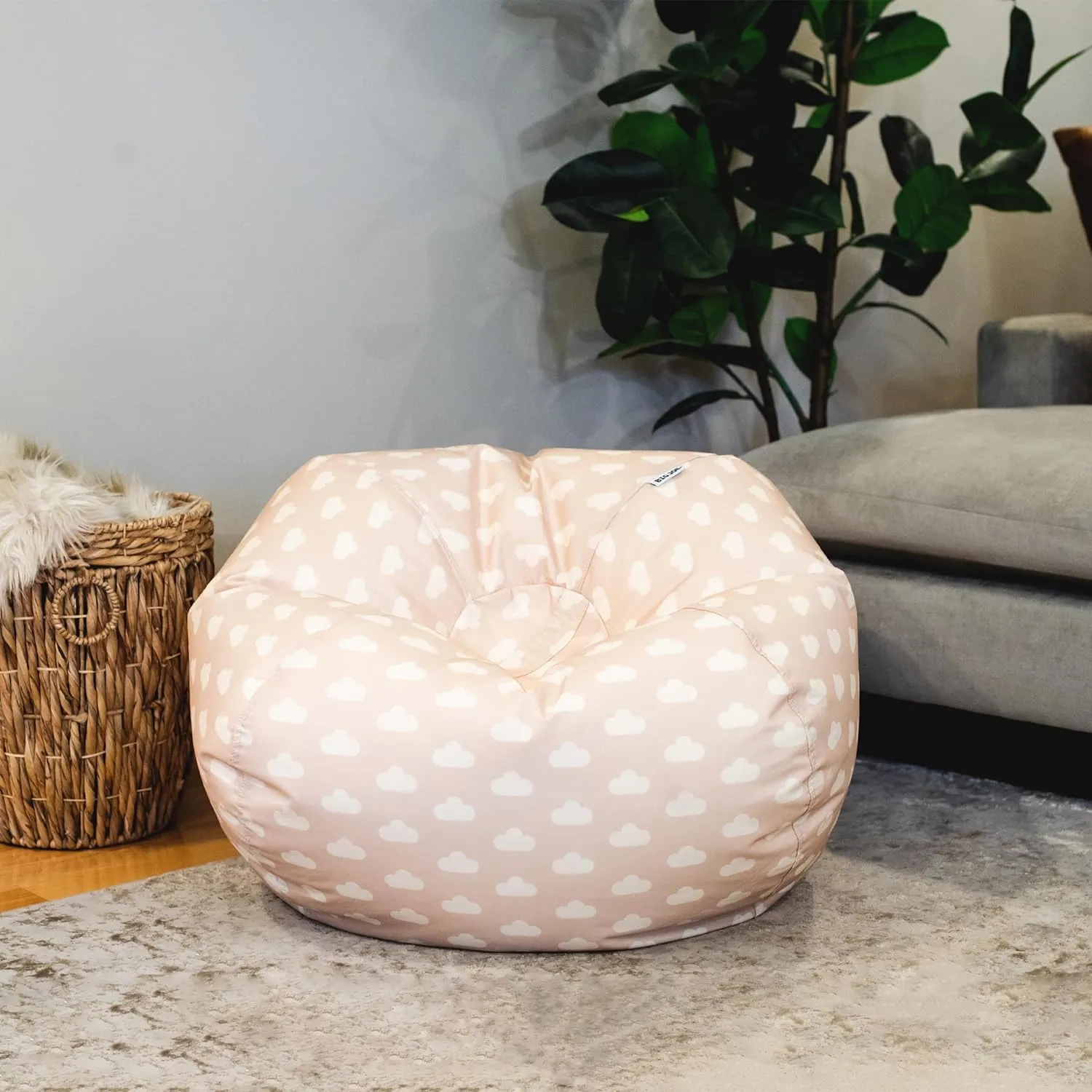 Big Joe Classic Bean Bag Chair, Mini Clouds Oat Smartmax, Durable Polyester Nylon Blend, 2 feet Round