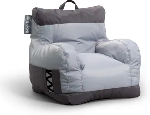 Big Joe Dorm Bean Bag Chair with Drink Holder and Pocket, Two Tone Gray Smartmax, Durable Polyester Nylon Blend, 3 feet