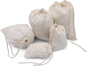 BigLotBags Premium Pack of 100 (8 x 10 Inches) Cotton Muslin Bags 100% Organic Cotton Single Drawstring Premium Quality Eco Friendly Natural Reusable Bags