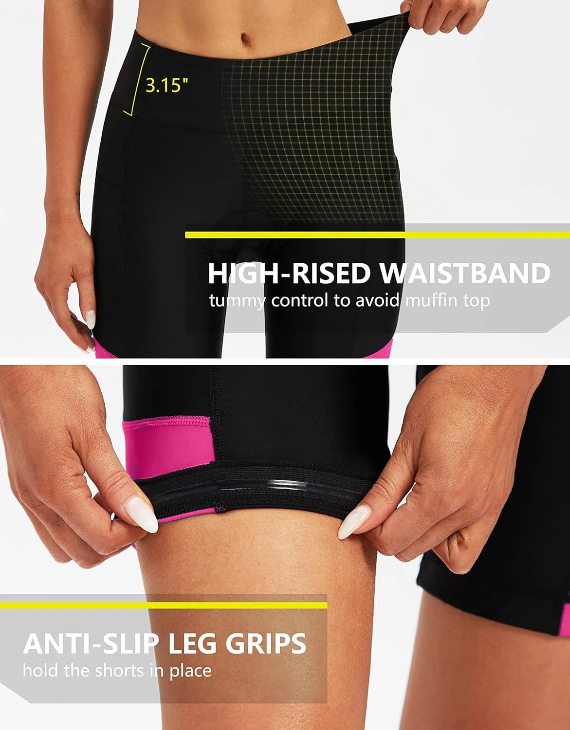 Bikewa Women's 4D Padded Bike Shorts Cycling Riding Road Biking Bicycle Cycle Shorts for Women Zipper Pockets